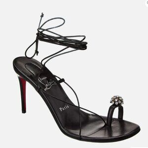 Christian Louboutin JUST UN FILL 85 Strass Crystal Toe Heels Sandals Shoes